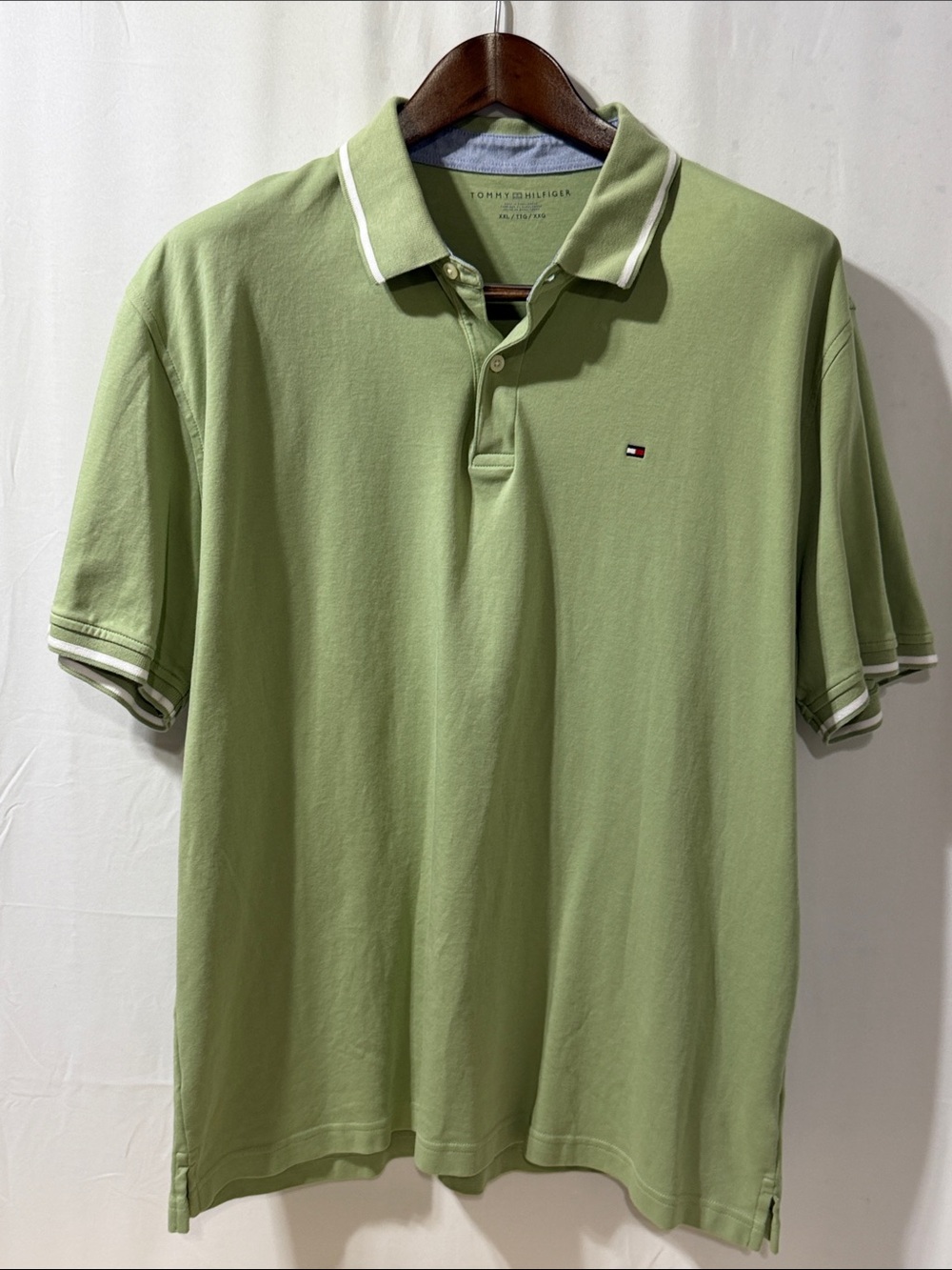 Tommy Hilfiger Men’s Light Green Polo with Contrast Tipping
